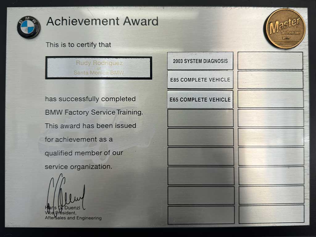 BMW Certifications, Technical Master